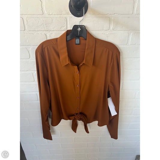 Top Long Sleeve By Express In Brown, Size: L