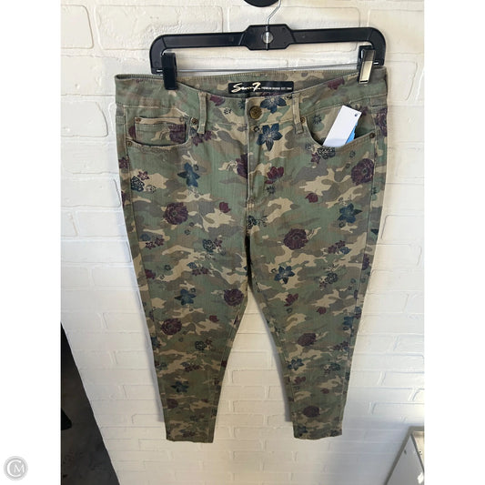 Jeans Skinny By Seven 7 In Green & Tan, Size: 12