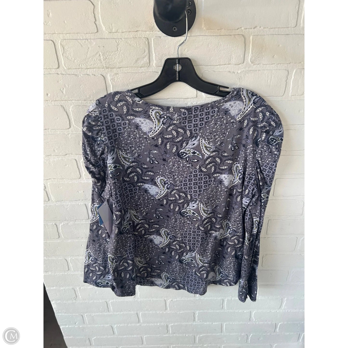 Top Long Sleeve By Loft In Grey & Orange, Size: L