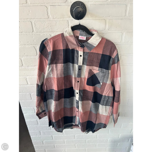 Top Long Sleeve By Pulse In Blue & Pink, Size: L