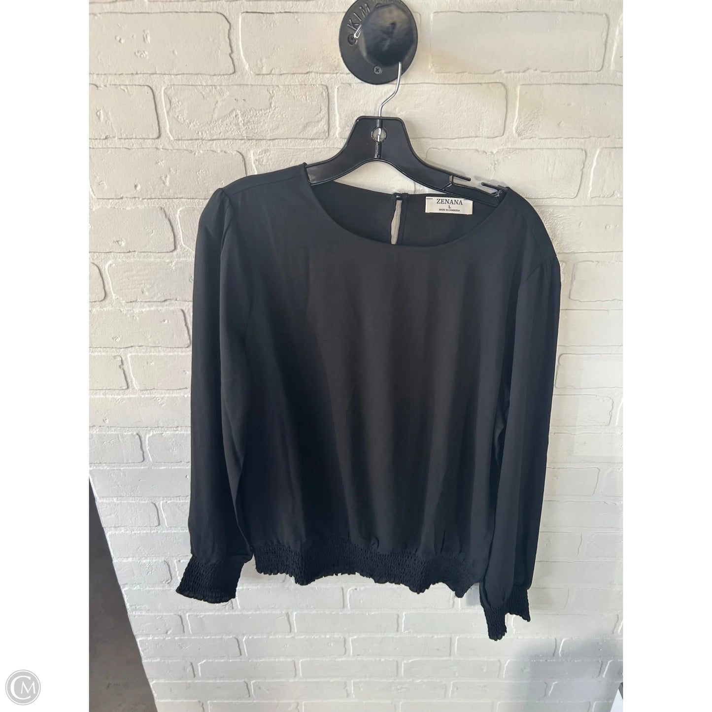 Top Long Sleeve By Zenana In Black, Size: L