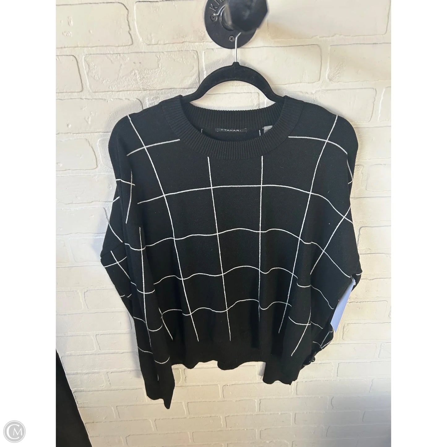 Sweater By Tahari In Black & White, Size: L