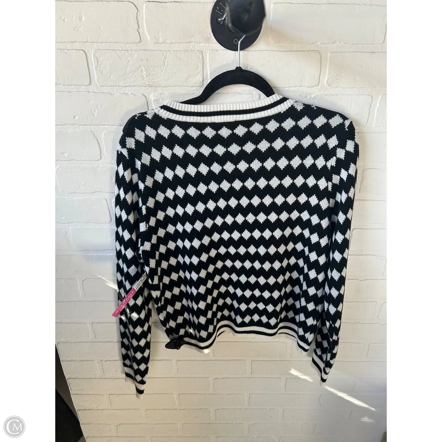 Sweater Cardigan By Elie Tahari In Black & White, Size: L