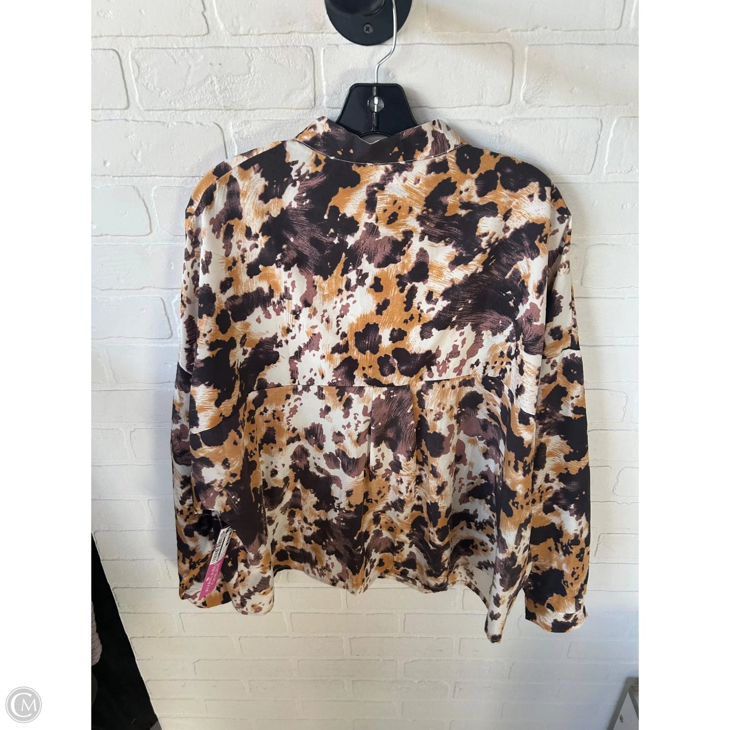 Top Long Sleeve By Pol In Brown & Cream, Size: S