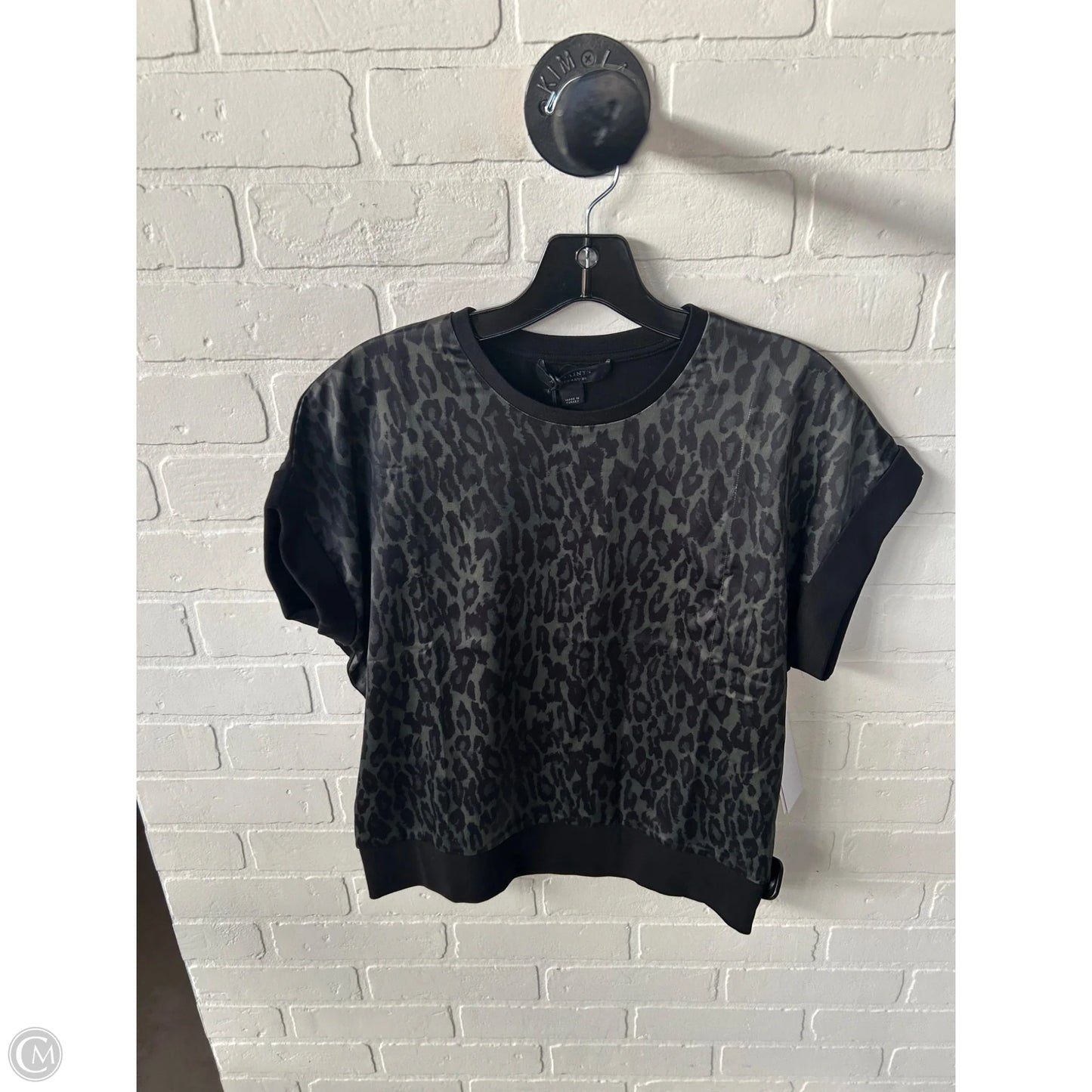 Top Short Sleeve Designer By All Saints In Black & Green, Size: S