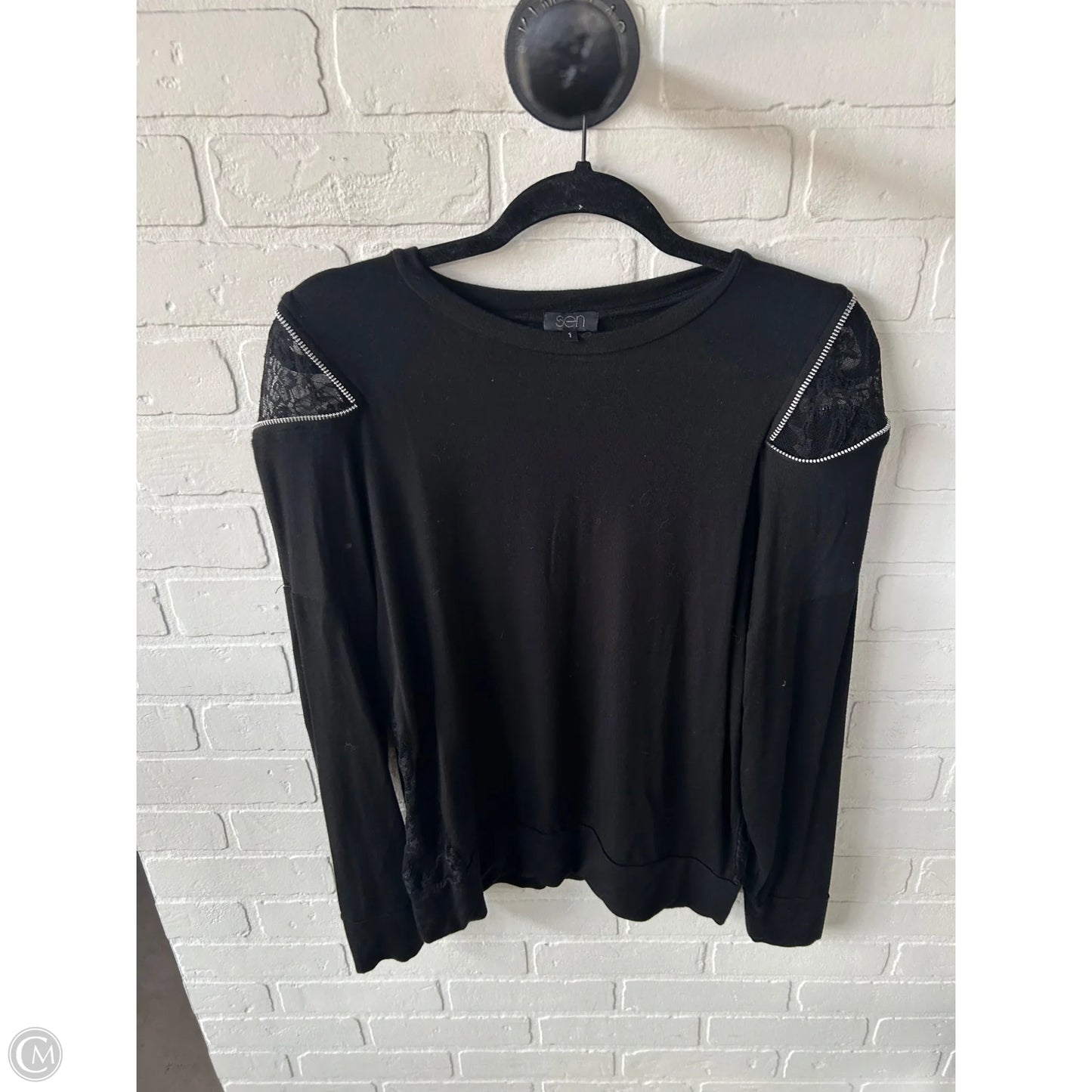 Top Long Sleeve By Cmb In Black, Size: S