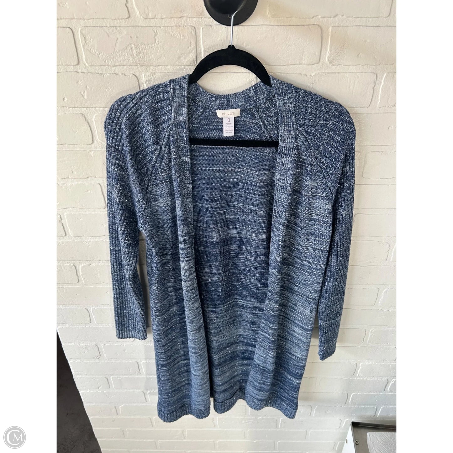 Sweater Cardigan By Chicos In Blue & Brown, Size: S