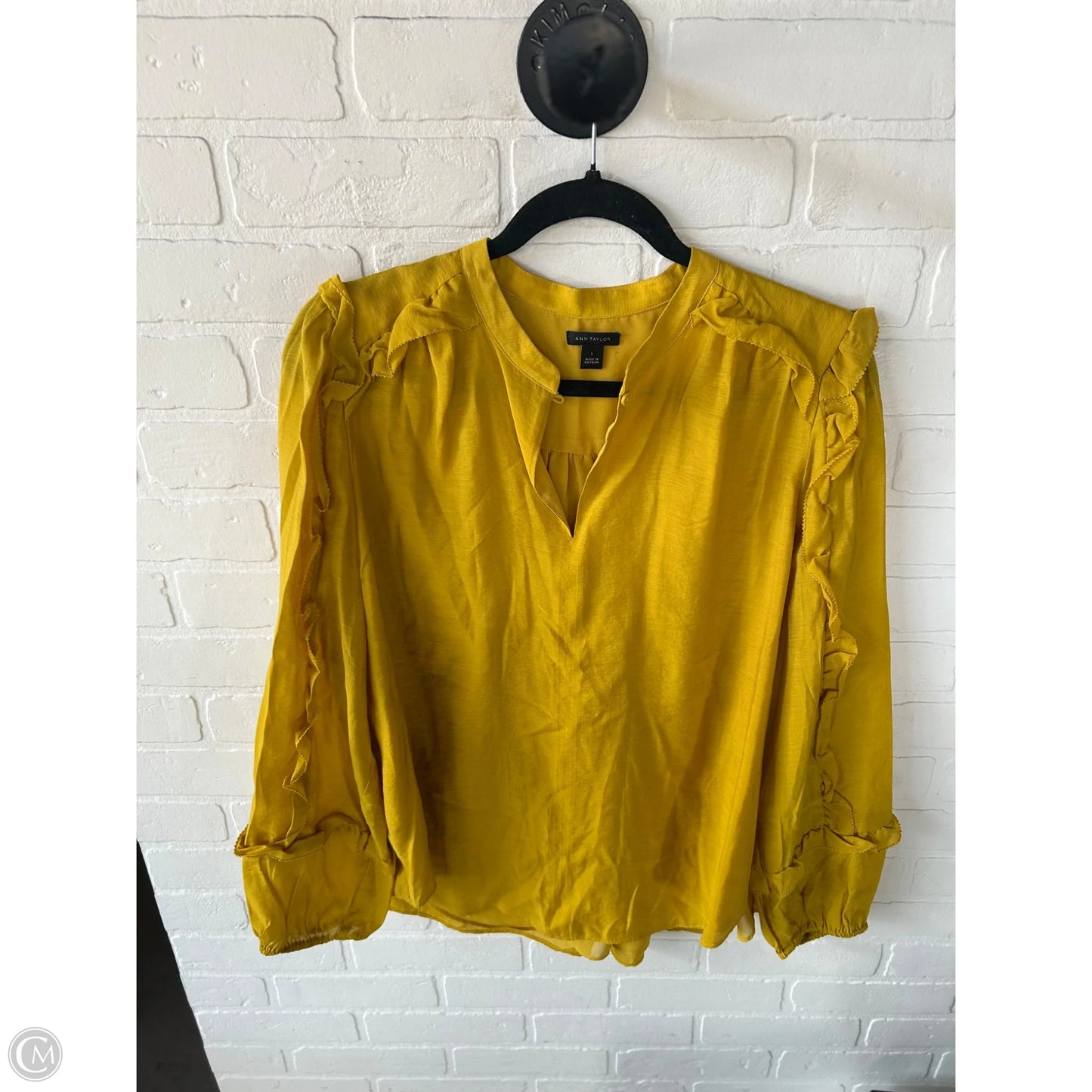 Top Long Sleeve By Ann Taylor In Yellow, Size: L