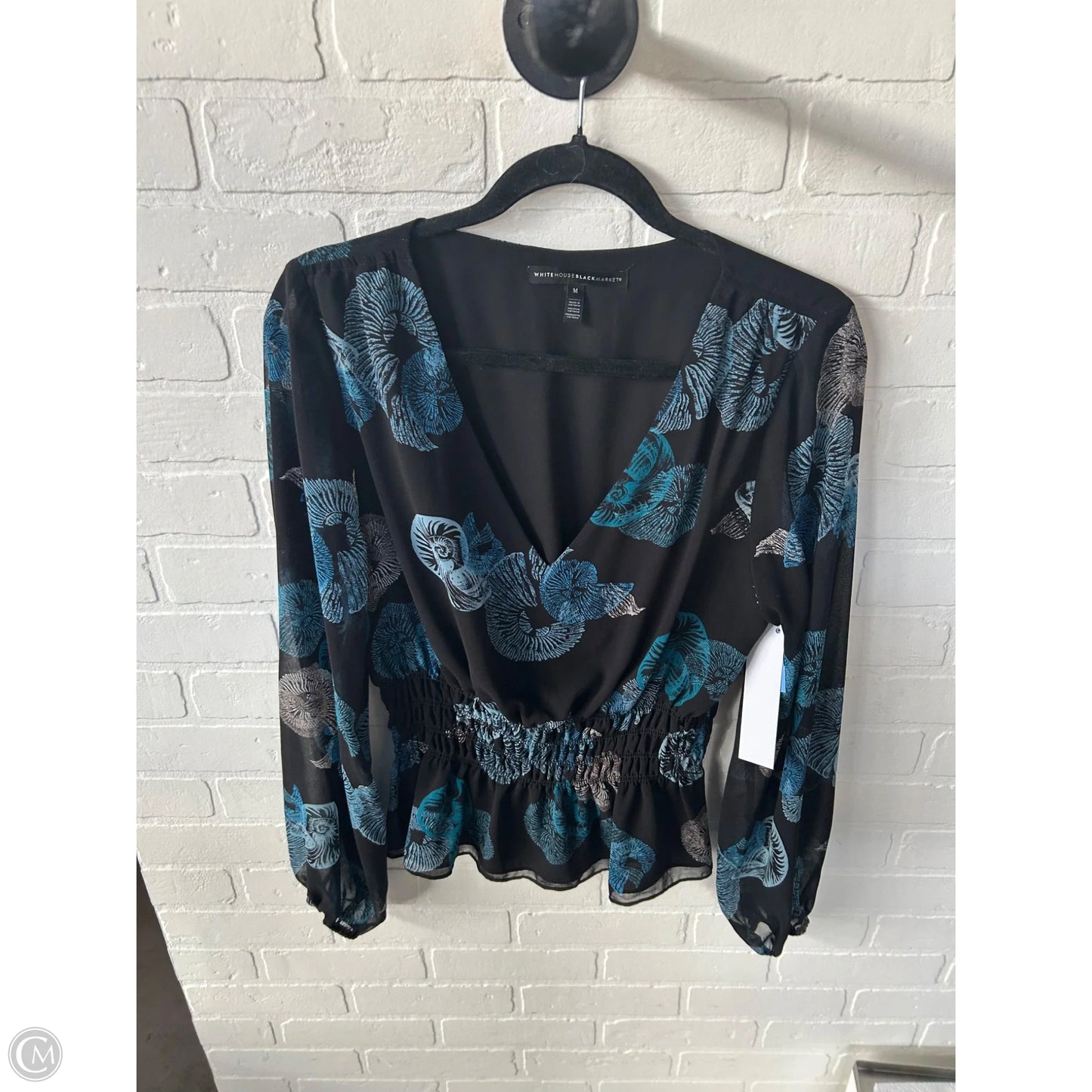 Top Long Sleeve By White House Black Market In Black & Blue, Size: M