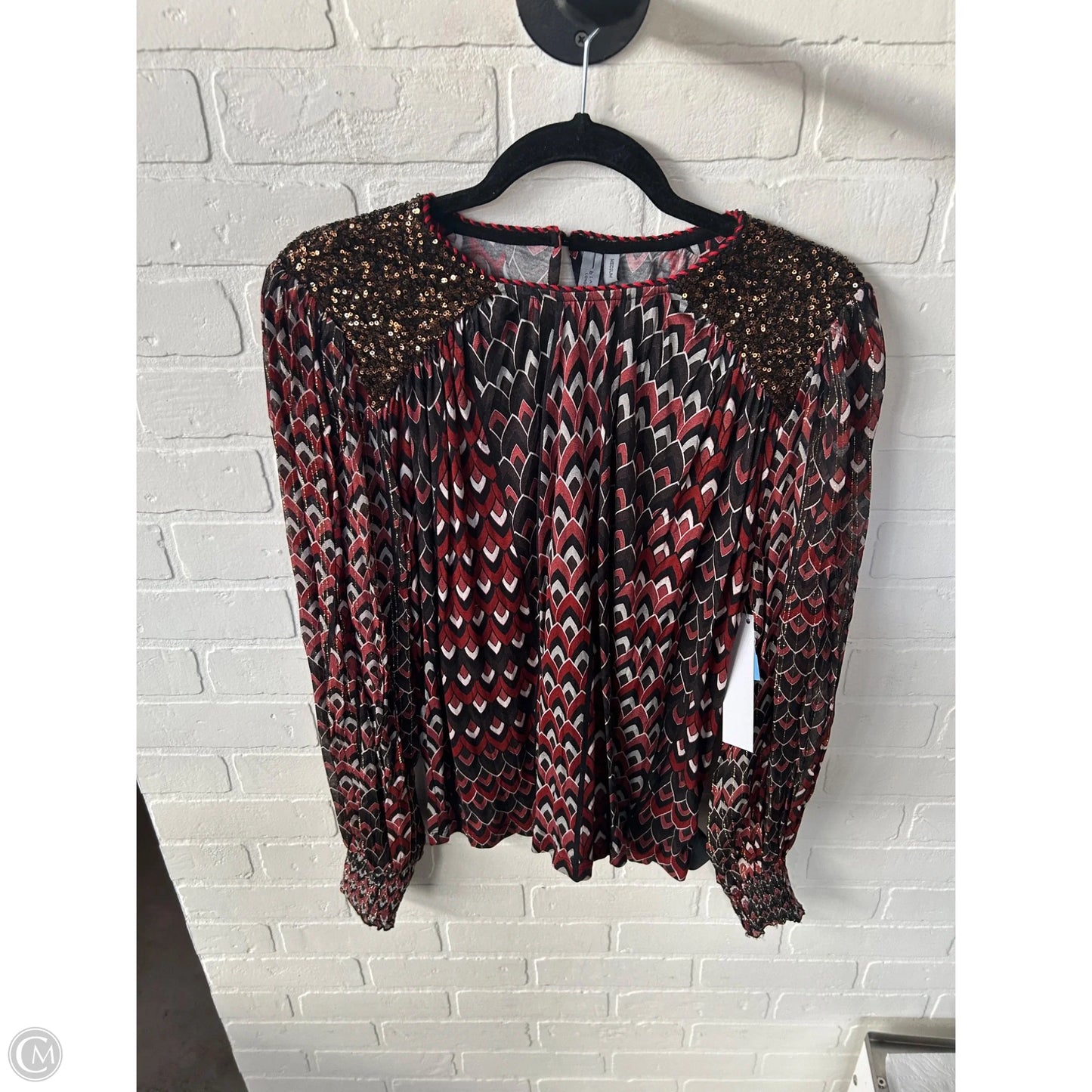 Top Long Sleeve By Bl-nk In Black & Red, Size: M