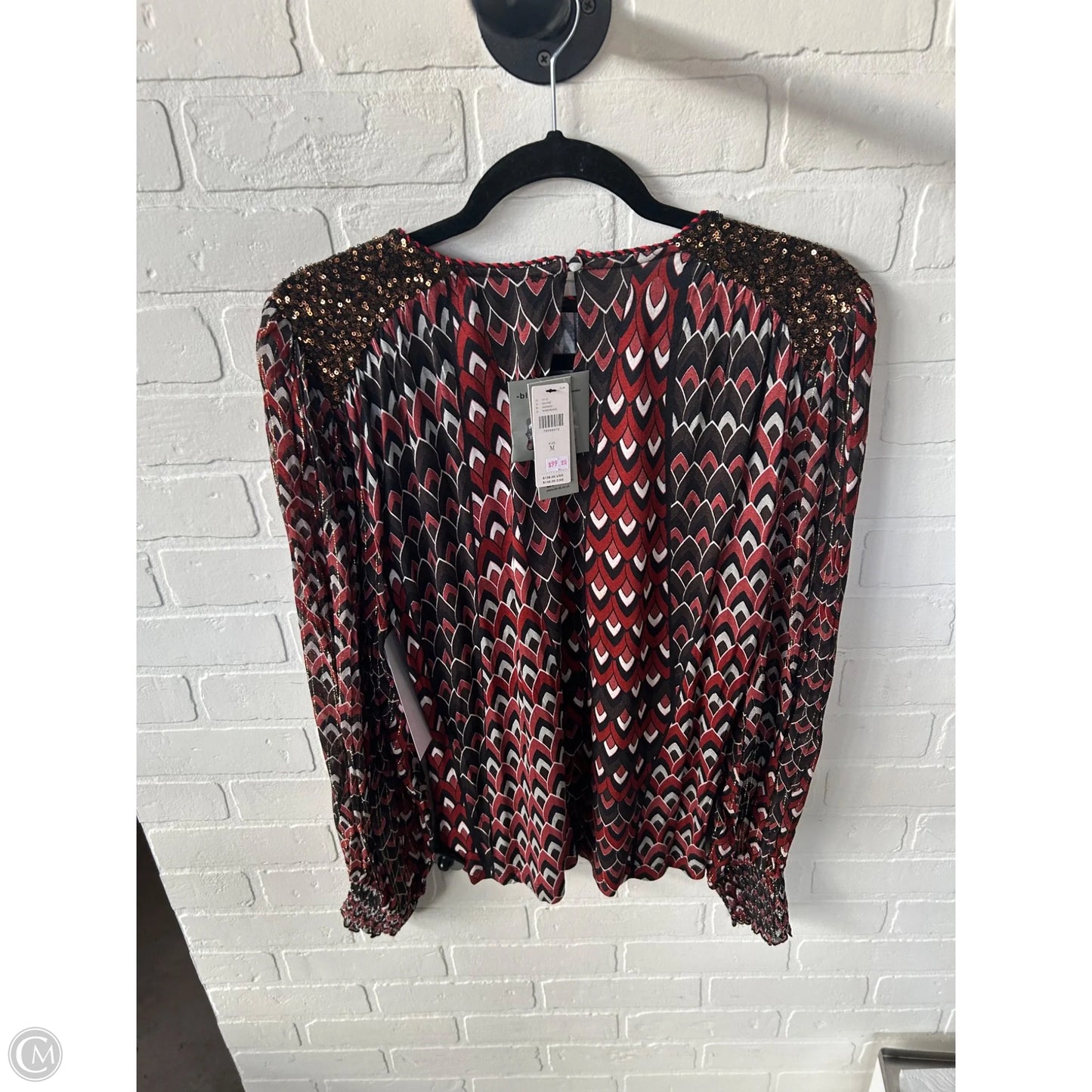 Top Long Sleeve By Bl-nk In Black & Red, Size: M