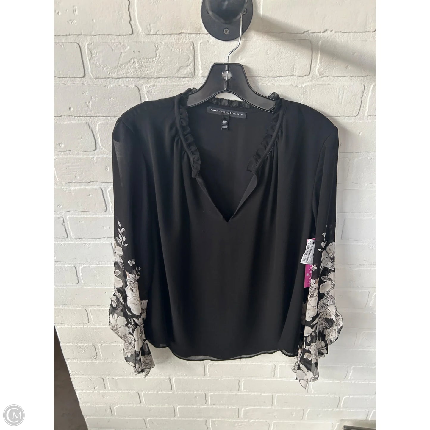 Top Long Sleeve By White House Black Market In Black & White, Size: L