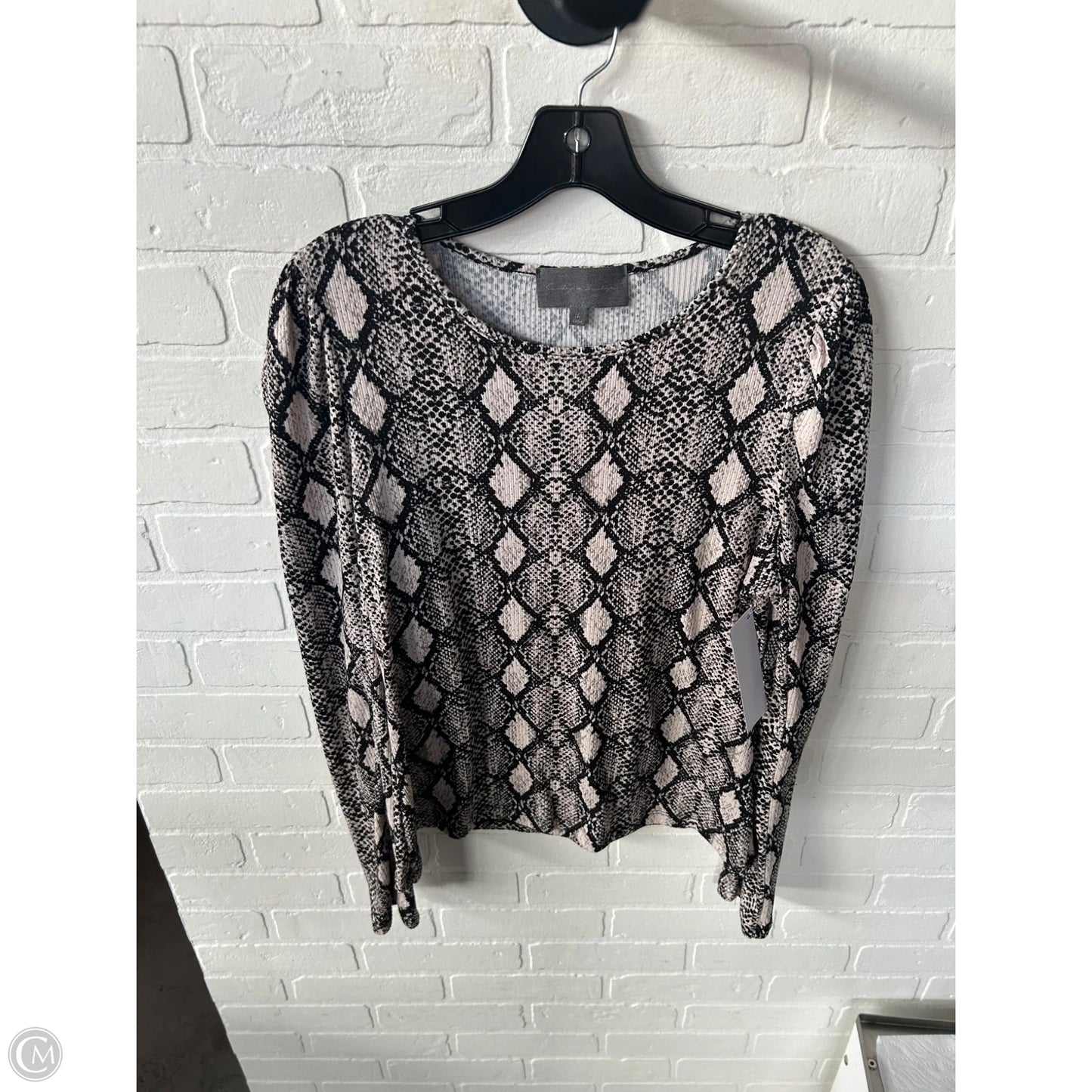 Top Long Sleeve By Saturday/sunday In Black & Cream, Size: L