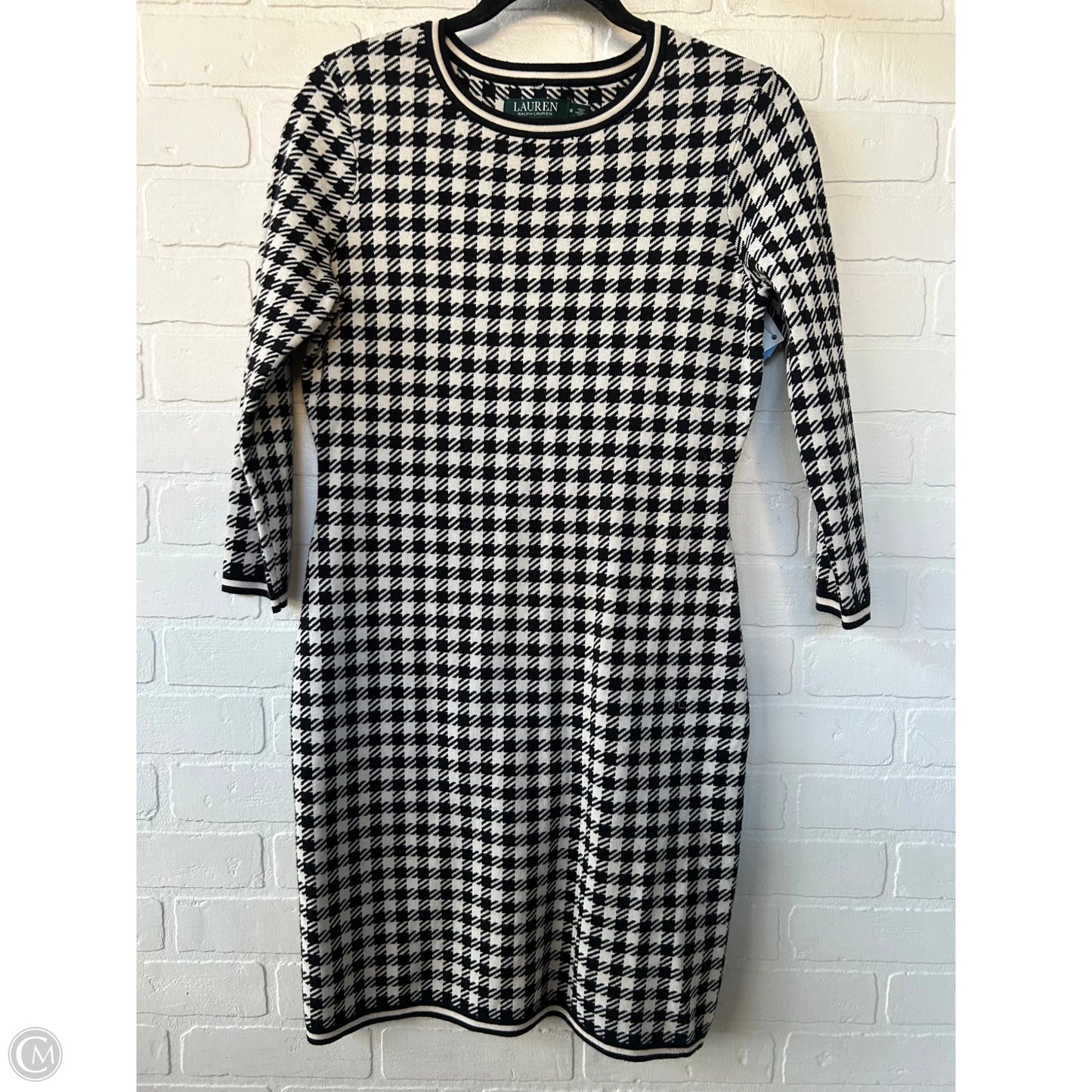 Dress Sweater By Lauren By Ralph Lauren In Black & Cream, Size: M