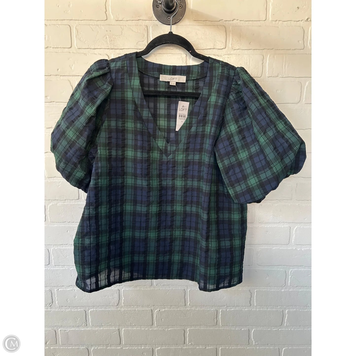 Top Short Sleeve By Loft In Blue & Green, Size: M