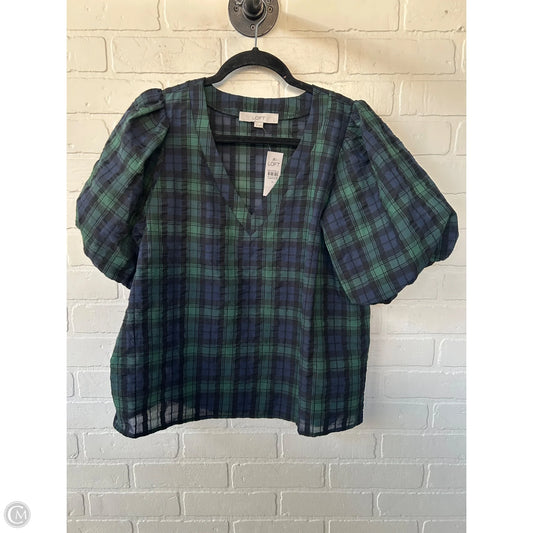 Top Short Sleeve By Loft In Blue & Green, Size: M