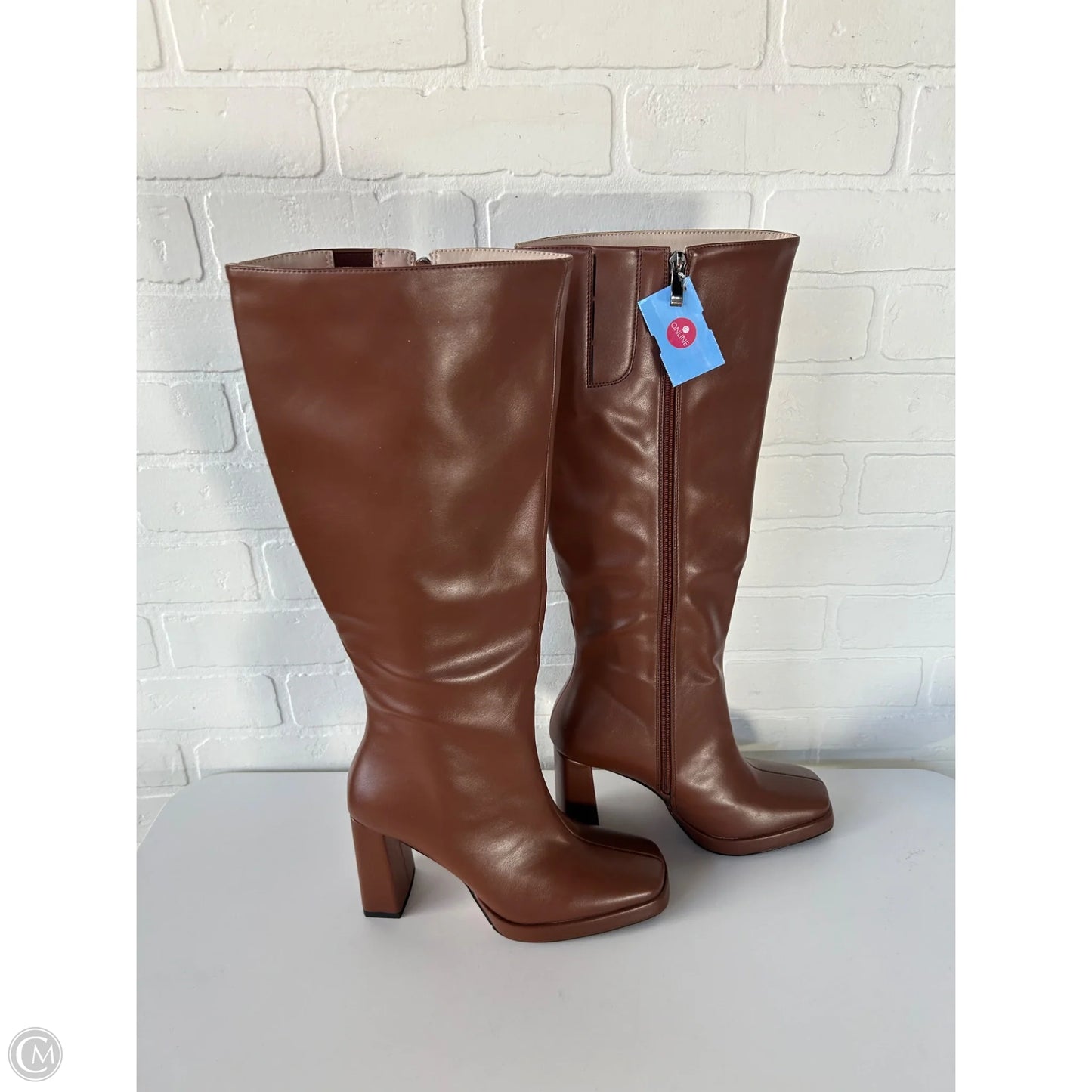 Boots Knee Heels By Clothes Mentor In Brown, Size: 8