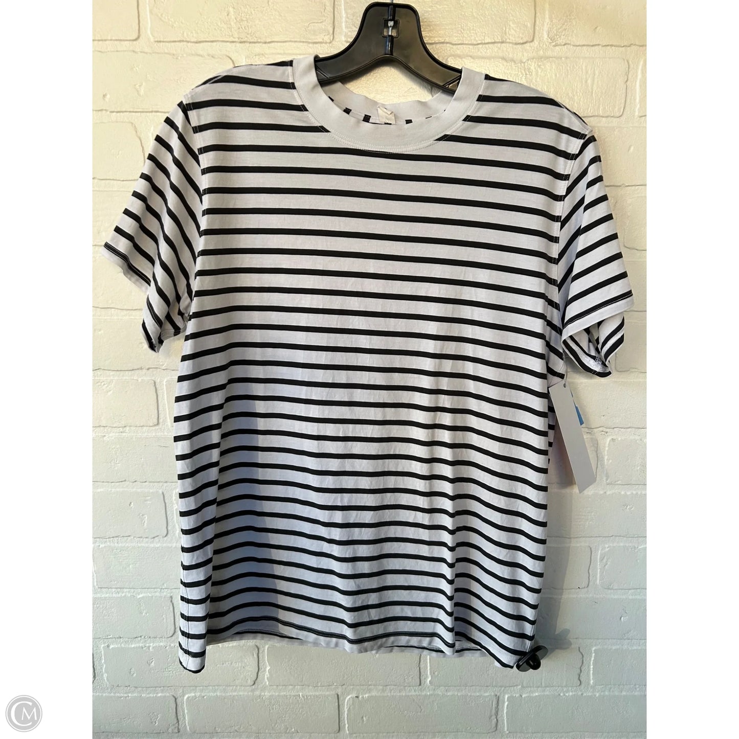 Athletic Top Short Sleeve By Lululemon In Black & White, Size: S