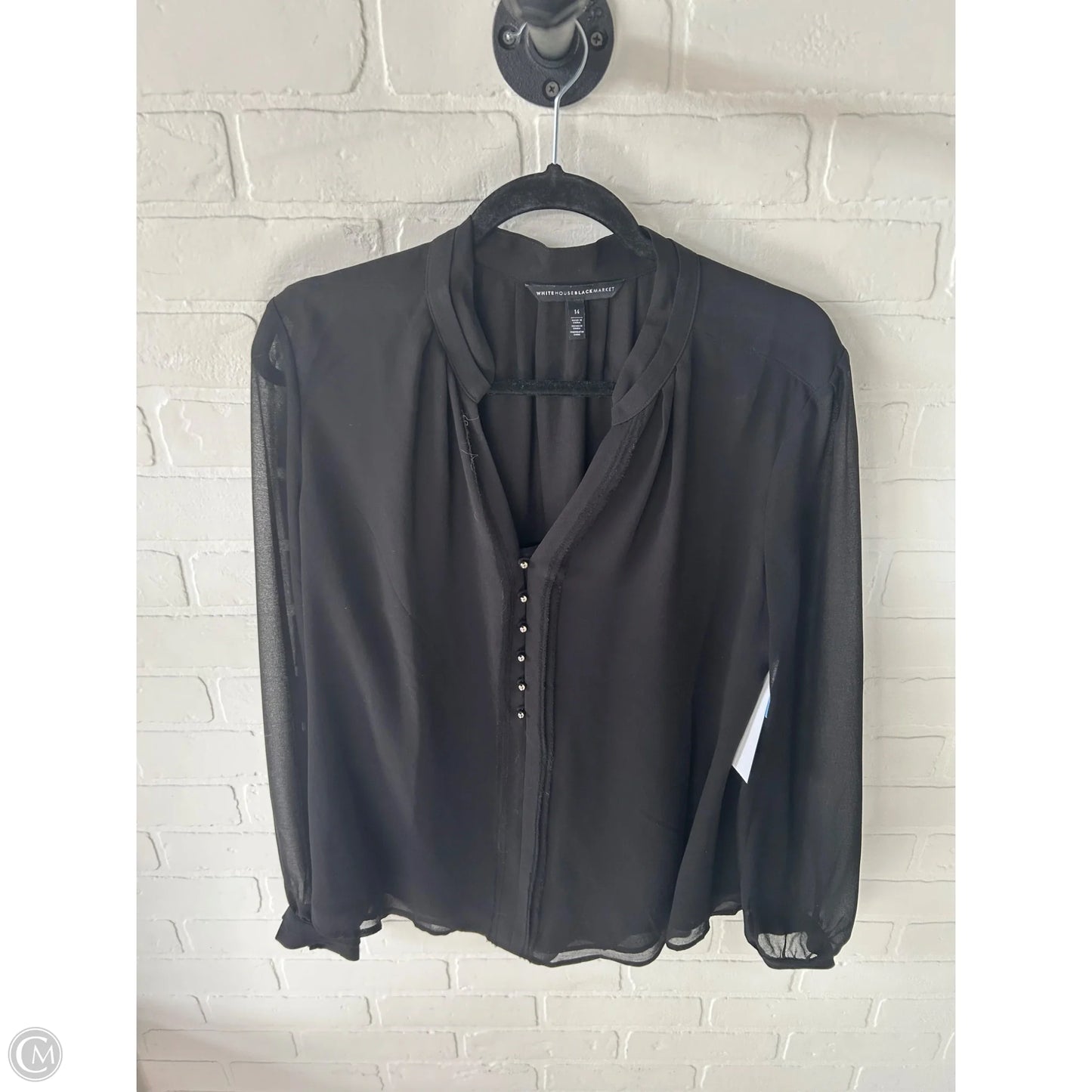 Top Long Sleeve By White House Black Market In Black, Size: 1x