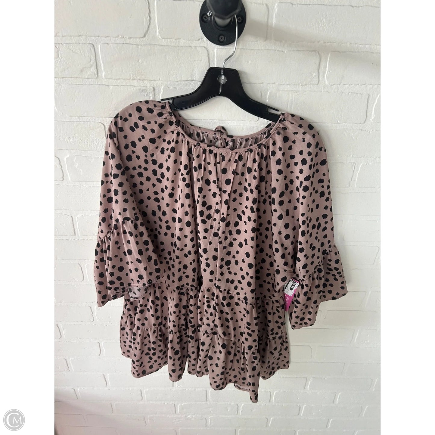 Top 3/4 Sleeve By Shein In Black & Brown, Size: Xl