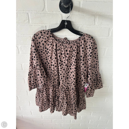 Top 3/4 Sleeve By Shein In Black & Brown, Size: Xl