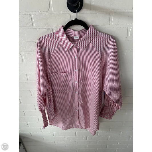 Top Long Sleeve By Clothes Mentor In Red & White, Size: L