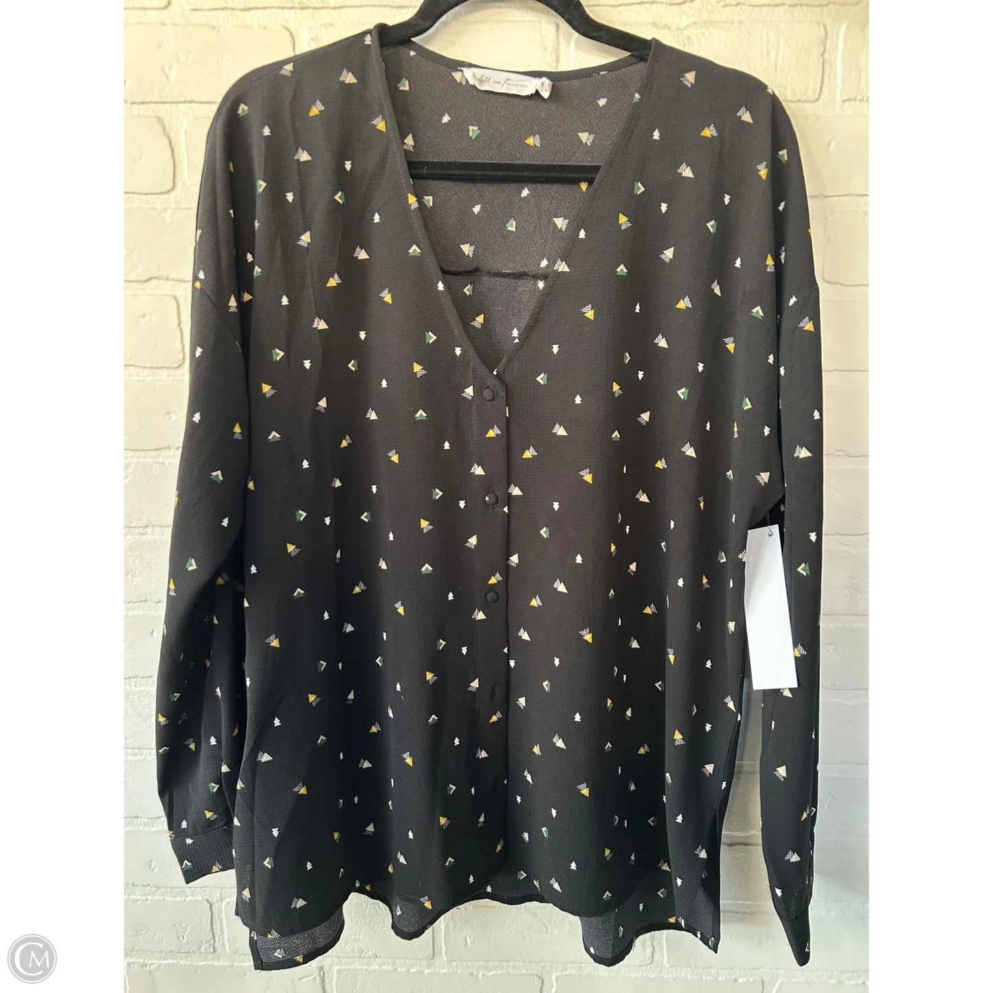 Top Long Sleeve By All In Favor In Black, Size: Xl