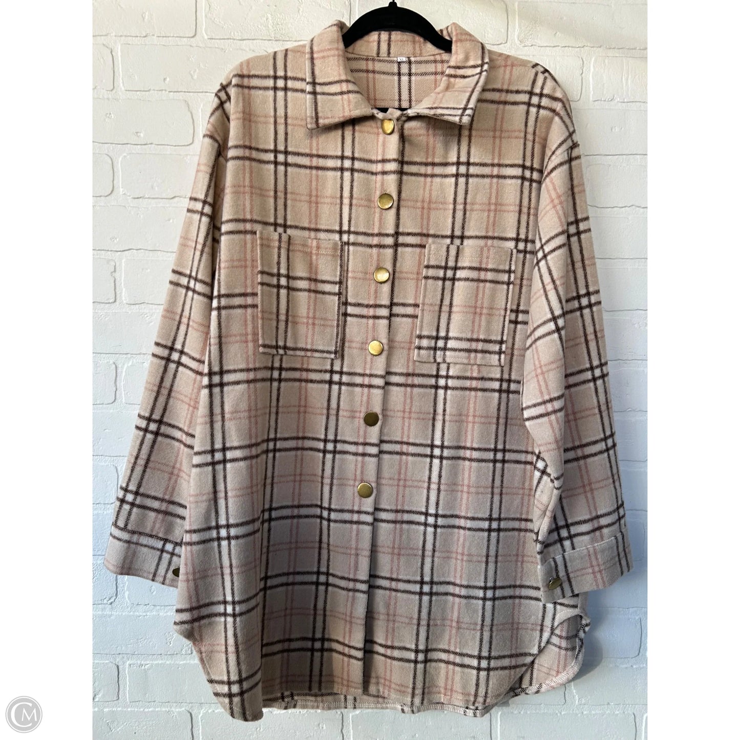 Jacket Shirt By Clothes Mentor In Brown & Tan, Size: Xl