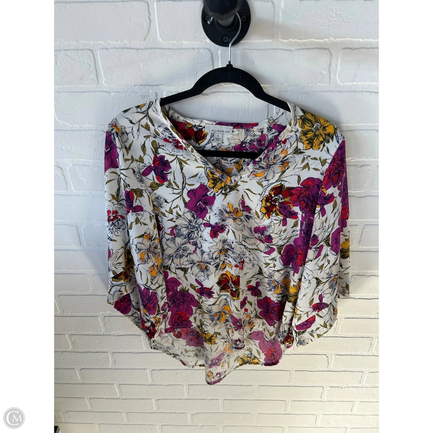 Top 3/4 Sleeve By Allison Joy In Purple & White, Size: S
