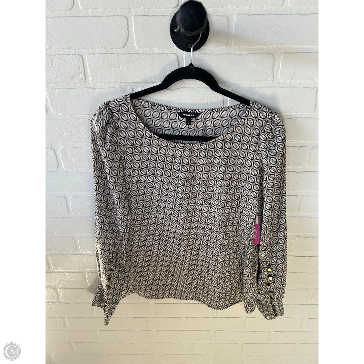 Top Long Sleeve By Express In Black & Tan, Size: S