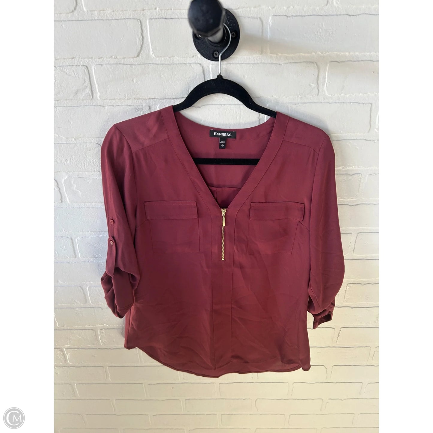 Top Long Sleeve By Express In Maroon, Size: S