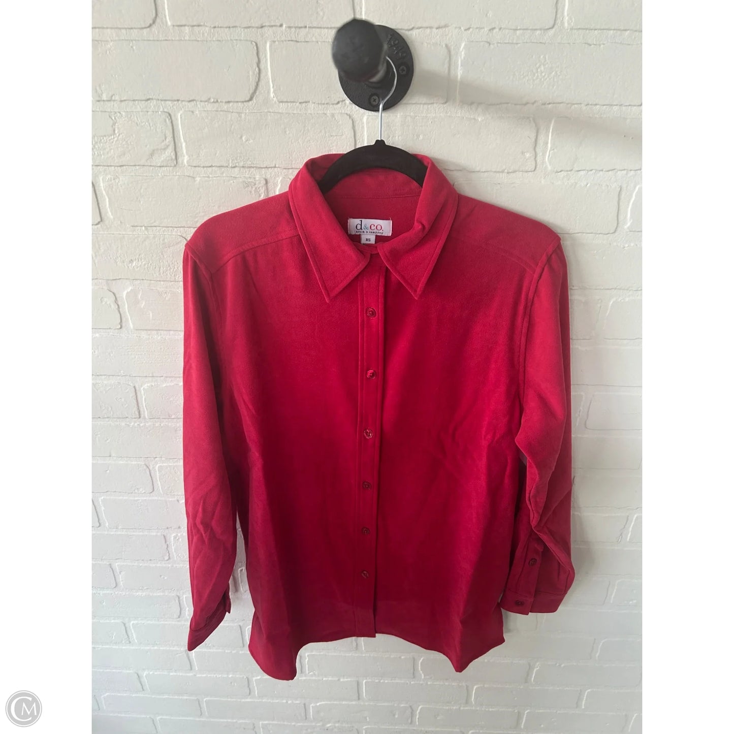 Top Long Sleeve By D&co. In Red, Size: Xs