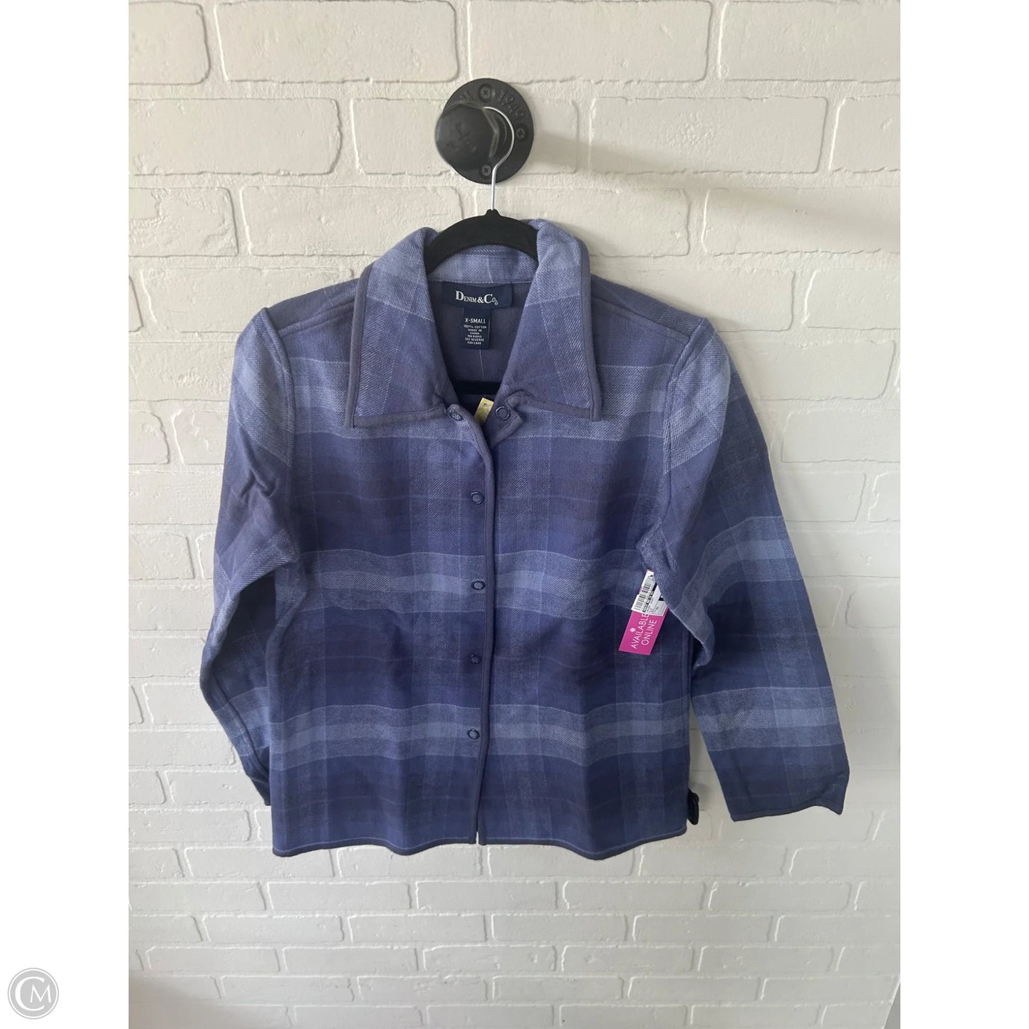Jacket Shirt By Denim And Co Qvc In Blue, Size: Xs