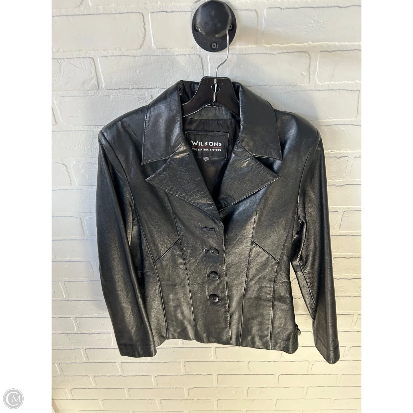 Jacket Leather By Wilsons Leather In Black, Size: S