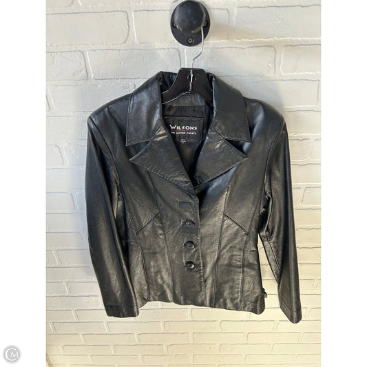 Jacket Leather By Wilsons Leather In Black, Size: S