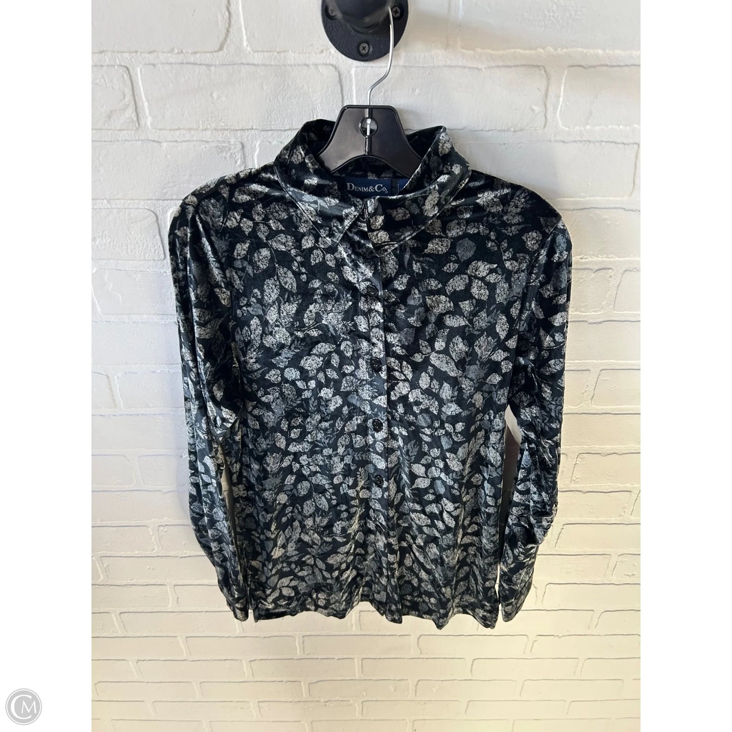 Top Long Sleeve By Denim And Co Qvc In Black & Grey, Size: Xs