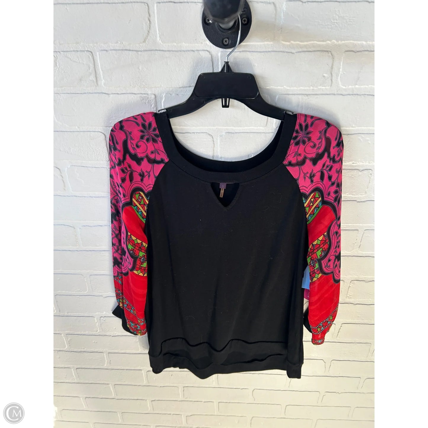 Top Long Sleeve By Hale Bob In Black & Pink, Size: S