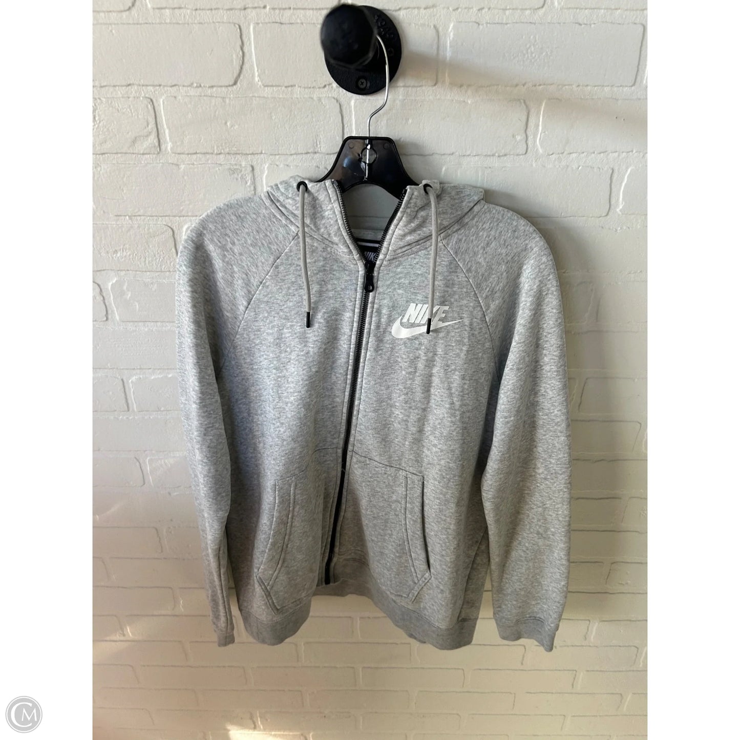 Athletic Sweatshirt Hoodie By Nike Apparel In Grey, Size: M
