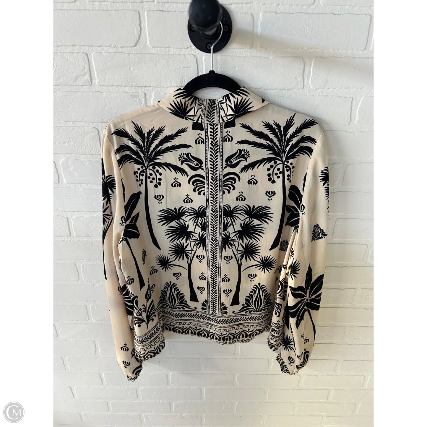 Top Long Sleeve By Cabi In Black & Cream, Size: L