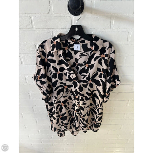 Top Short Sleeve By Cabi In Black & Cream, Size: L