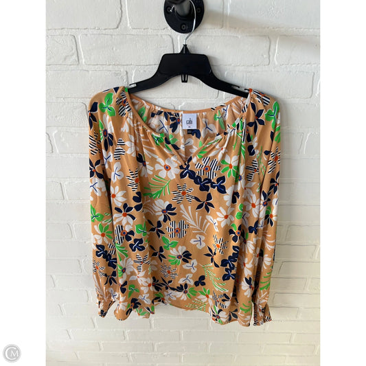 Top Long Sleeve By Cabi In Orange & White, Size: Xl