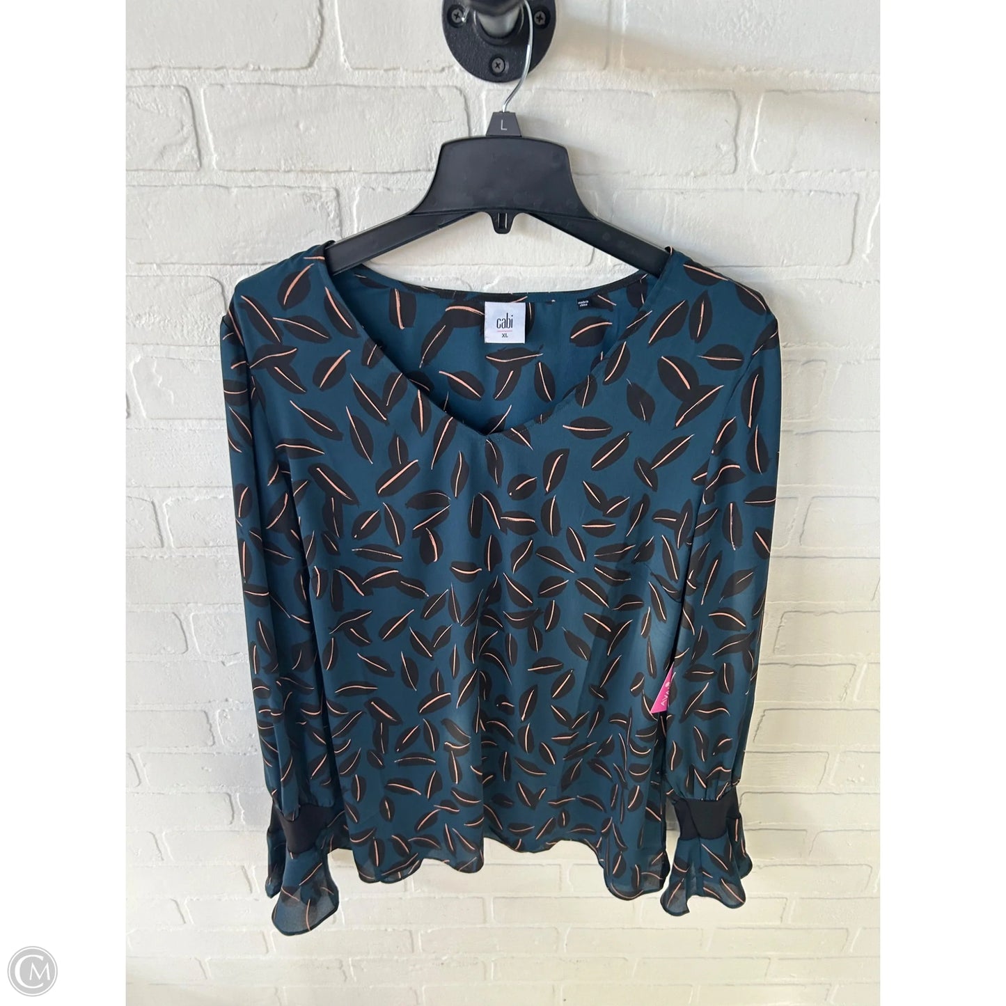 Top Long Sleeve By Cabi In Black & Blue, Size: Xl