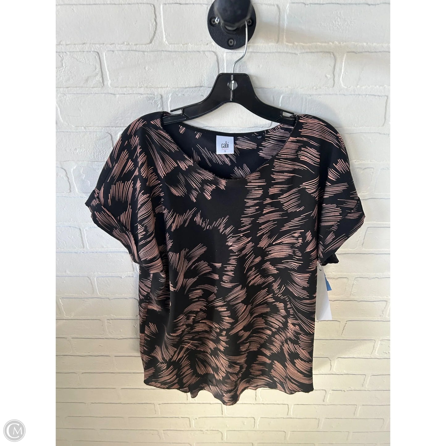 Top Short Sleeve By Cabi In Black & Orange, Size: S