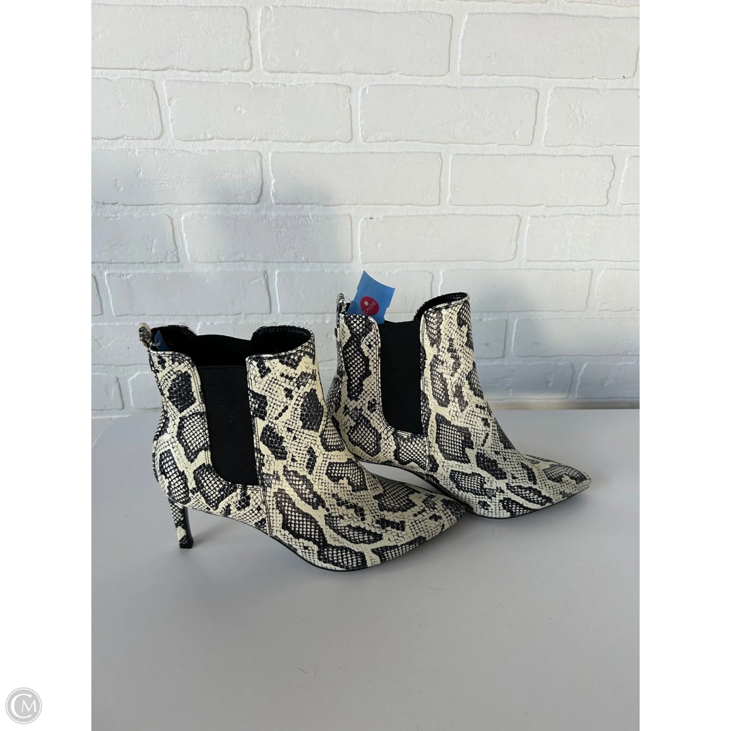 Boots Ankle Heels By Calvin Klein In Black & Cream, Size: 9.5