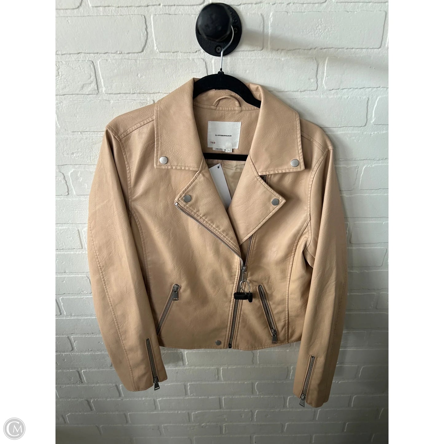 Jacket Moto By Anthropologie In Tan, Size: L