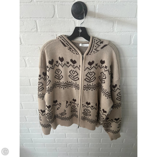 Sweater Cardigan By Mustard Seed In Brown & Tan, Size: M