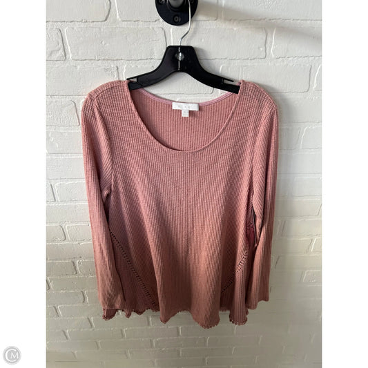 Top Long Sleeve By Eri + Ali In Peach, Size: Xl