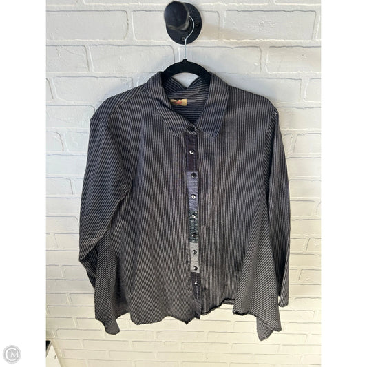 Top Long Sleeve By Cmc In Black & White, Size: L