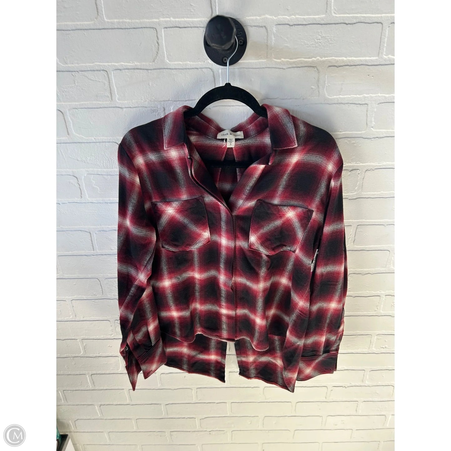 Top Long Sleeve By Cloth & Stone In Black & Red, Size: S