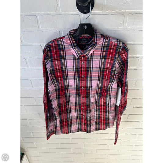 Top Long Sleeve By J. Crew In Pink & Red, Size: L